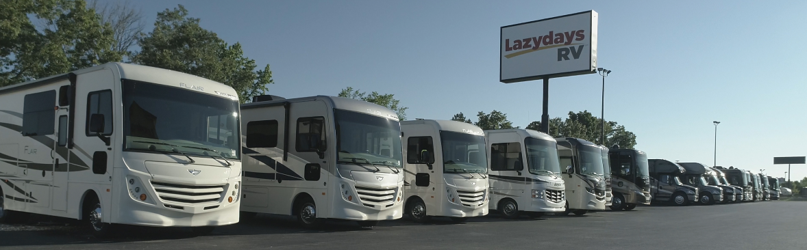 Row of motorhomes at Lazydays RV